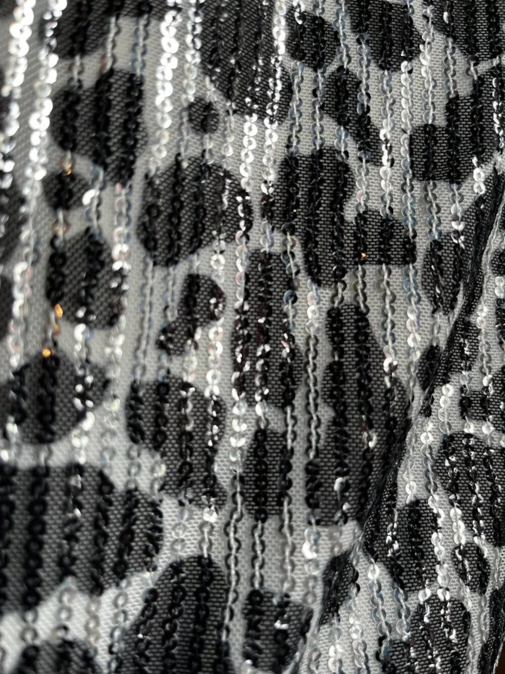 Lucky & Blessed Fuzzy Blue Silver Sparkle Leopard Print Front Zip Jacket - Picture 5 of 6